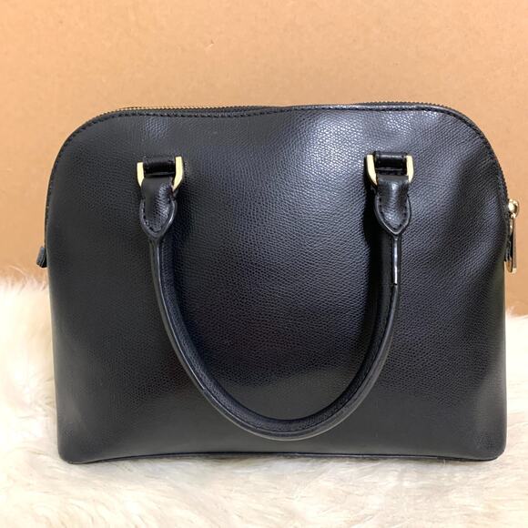 MICHAEL KORS Black Crossgrain Leather CINDY Slim Dome Satchel - Picture 4 of 15